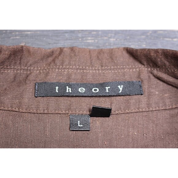 Theory - Jacqueline Safari Blazer in Linen Viscose Stretch, Brown - Large - Picture 3 of 10